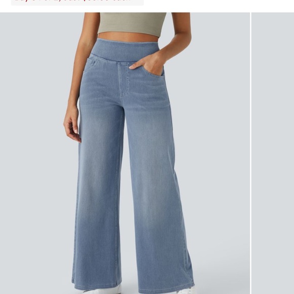 Halara Flex Denim High-Rise Soft light blue jeans Medium 8/10 - Picture 4 of 8